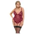 Cottelli Curves - blondebody med kæde - rød - 2XL