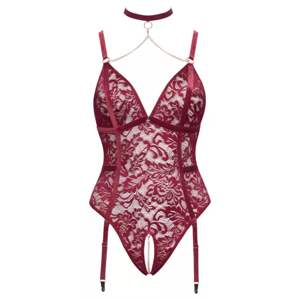 Cottelli Curves - blondebody med kæde - rød - 2XL