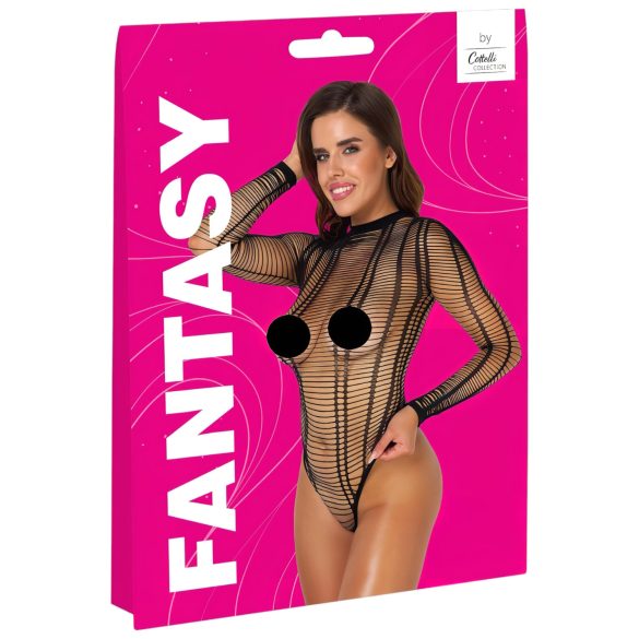 Cottelli - åben bodystocking med striber - sort - S-L