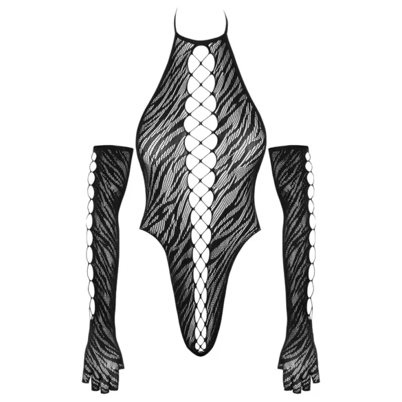 Cottelli - bodystocking med handsker - sort - S-L