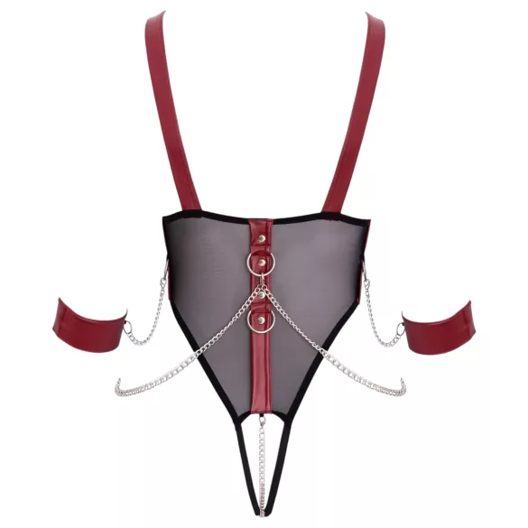 Cottelli Bondage - åben body med stropper og kæde - sort - L
