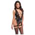 Noir Libido - bodystocking med hofteholder - sort
