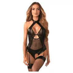   Obsessive Dominna - bodystocking - gennemsigtig, shiny look - sort - L/XL