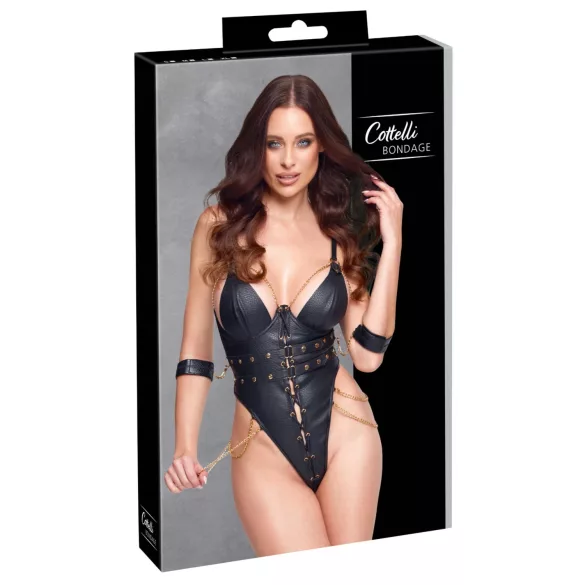 Cottelli - bondage-body med kæder (sort) - M