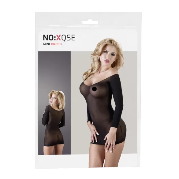 NO:XQSE - bodystocking med lange ærmer - gennemsigtig - sort (S-L)