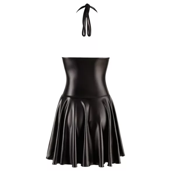 Noir - kjole med plisseret skørt - gennemsigtig overdel - halsbånd - sort