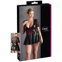 Cottelli Plus Size - skinnende kjole - rød corsage - sort