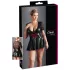 Cottelli Plus Size - skinnende kjole - rød corsage - sort - XXXXL
