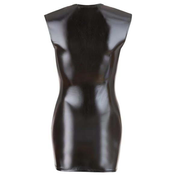 Cottelli - kort ærmeløs wetlook kjole - sort - M