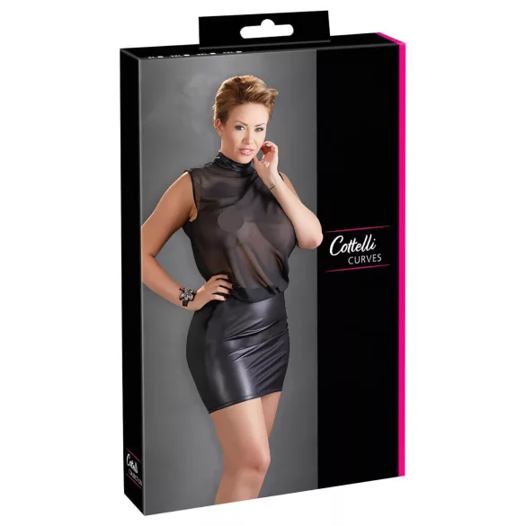 Cottelli Plus Size - chemise - blank chiffon - sort - 4XL
