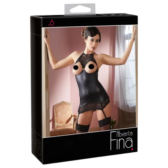 Abierta Fina - minikjole - glitrende design - sort - L
