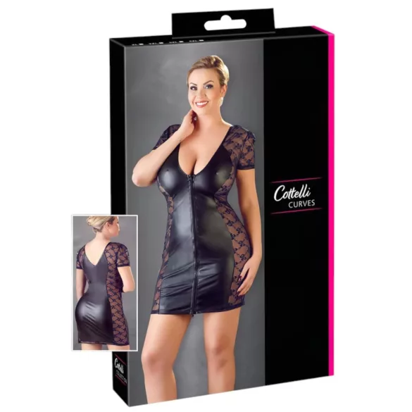 Cottelli Plus Size - plus size chemise - blonde & sløjfe - sort - 3XL