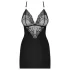 Obsessive - chemise med stropper og rhinsten - inkl. g-streng - sort