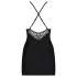 Obsessive - chemise med stropper og rhinsten - inkl. g-streng - sort