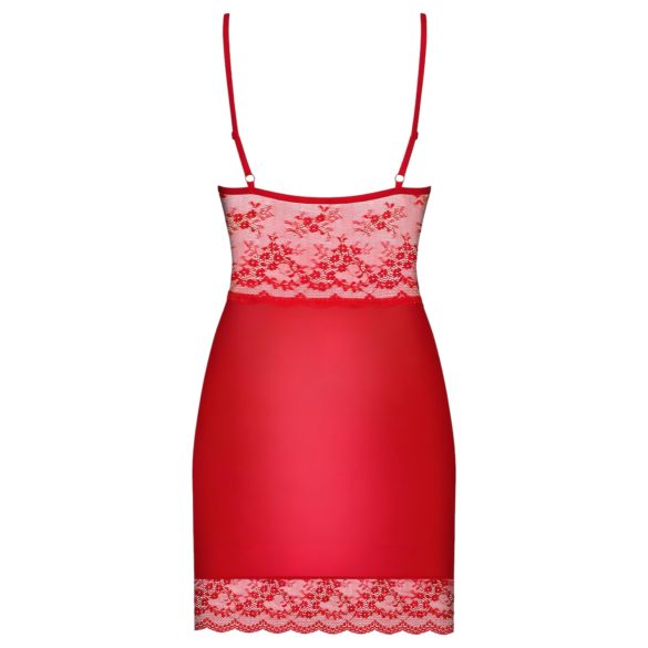 Obsessive - chemise med blonde - rød - inkl. g-streng