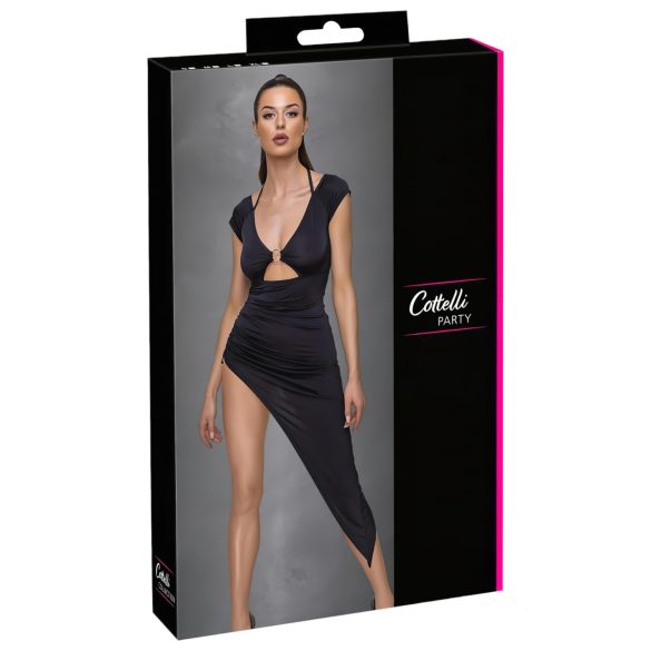 Cottelli Party - asymmetrisk kjole med ringdetaljer - sort - L