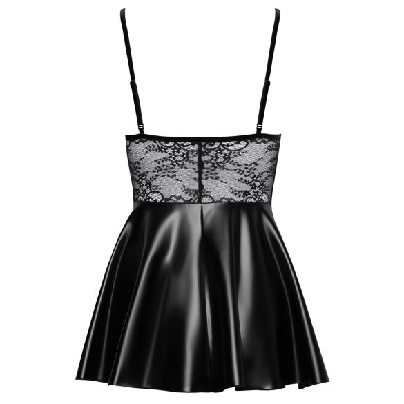 Noir - skinnende kjole med blonde top (sort) - M
