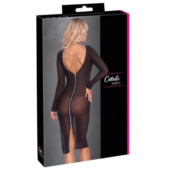 Cottelli Party - gennemsigtig kjole med lynlås - sort - L