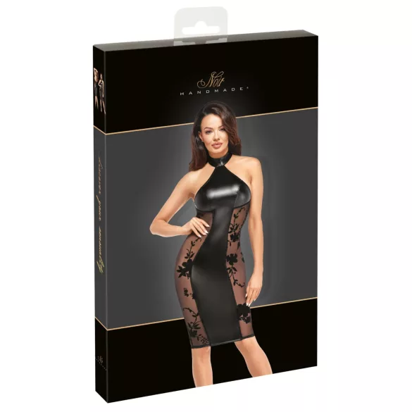 Noir - skinnende halterneck kjole (sort)