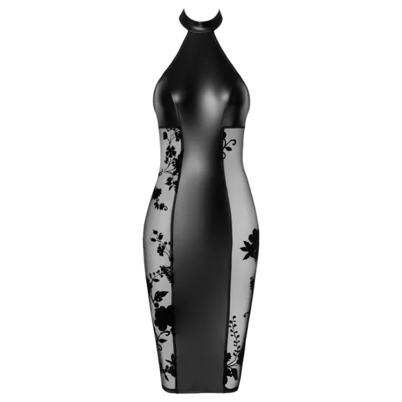 Noir - skinnende halterneck kjole (sort) - L