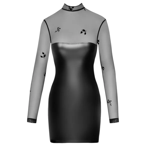 Noir - gennemsigtig wetlook kjole - sort - M