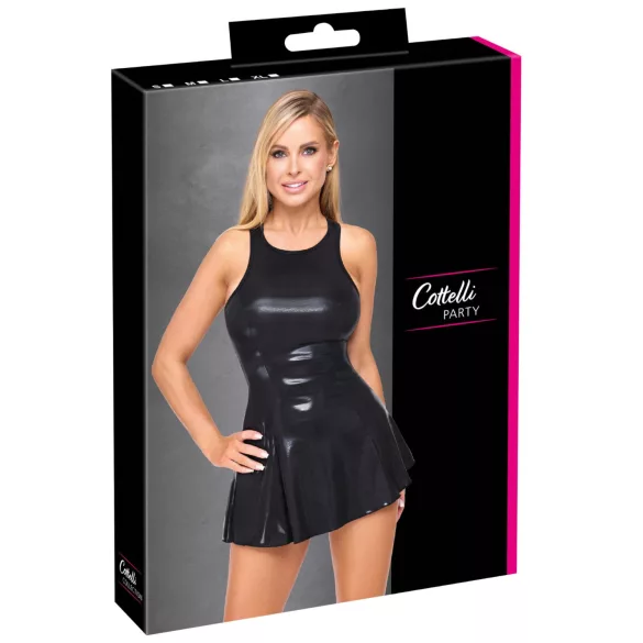 Cottelli - minikjole med laklook (sort) - M