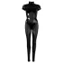 Cottelli - kortærmet skinnende catsuit (sort) - M