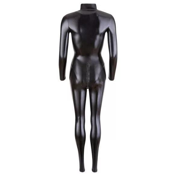 Cottelli - catsuit til fest - langærmet - blank sort - M