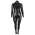 Cottelli Plus Size - party catsuit med lange ærmer - blank sort - 2XL