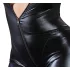Cottelli Plus Size - party catsuit med lange ærmer - blank sort - 2XL