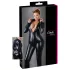 Cottelli Plus Size - party catsuit med lange ærmer - blank sort - 4XL