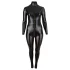 Cottelli Plus Size - party catsuit med lange ærmer - blank sort - 4XL