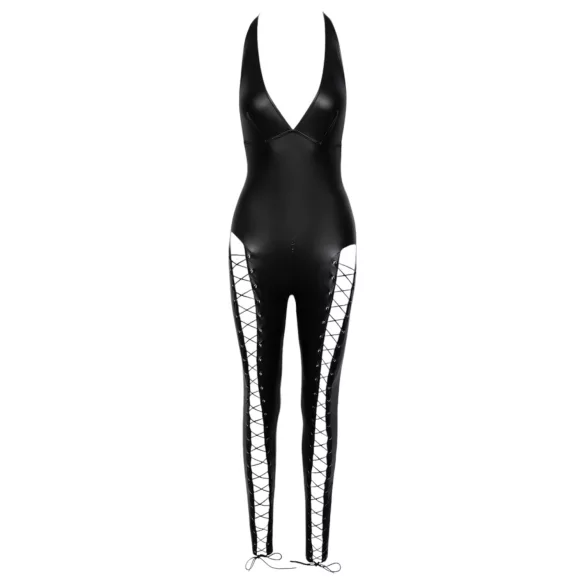 Cottelli Party - halterneck snørebånd jumpsuit (sort)