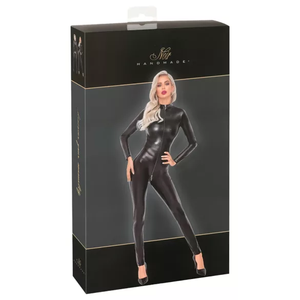 Noir - catsuit - slangemønster - lang - sort - L