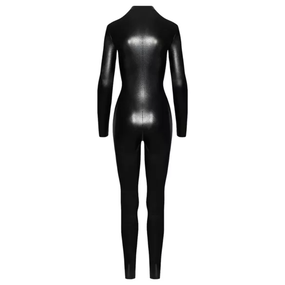 Noir - catsuit - slangemønster - lang - sort - L