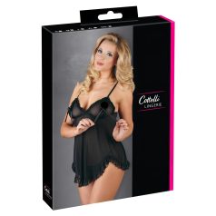 Cottelli - babydoll med flæser - sort lingeri - M