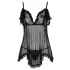 Cottelli - babydoll med flæser - sort lingeri - L