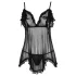 Cottelli - babydoll med flæser - sort lingeri - L