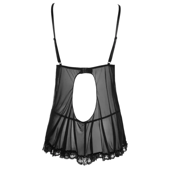 Cottelli - babydoll med flæser - sort lingeri - L