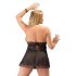 Cottelli Plus Size - Blonde babydoll i sort - 2XL