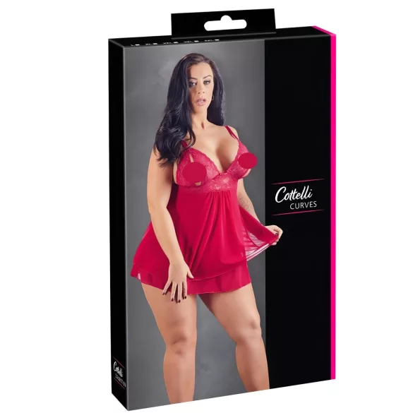 Cottelli Plus Size - babydoll - blonde - rød - plus size lingeri - 2XL