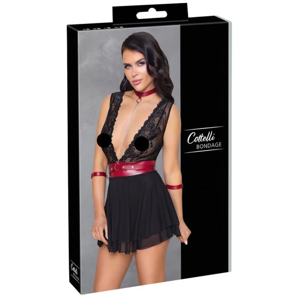 Cottelli Bondage - blonde babydoll med halterneck (sort)