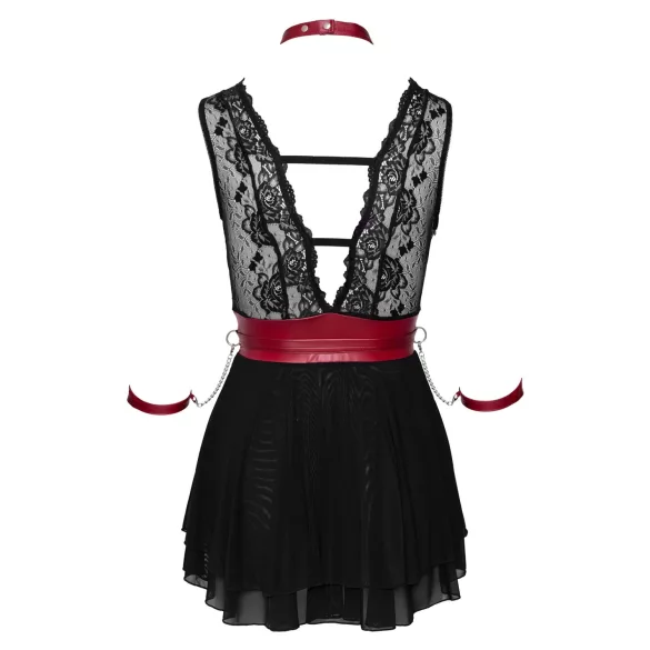 Cottelli Bondage - blonde babydoll med halterneck (sort) - M