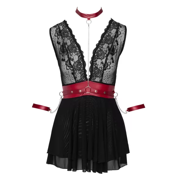 Cottelli Bondage - blonde babydoll med halterneck (sort) - L
