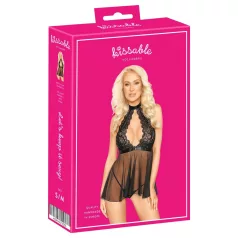 Kissable - babydoll med halsbånd - blonder - sort