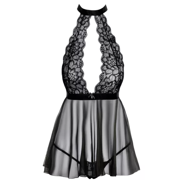 Kissable - babydoll med halsbånd - blonder - sort