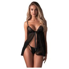 Obsessive Blomentis - babydoll sæt - blonde - sort - M/L