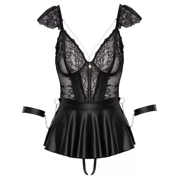Cottelli Bondage - blonde minikjole med håndjern (sort) - L