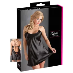 Cottelli - satin natkjole - sort - XL