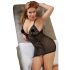 Cottelli Plus Size - blonde babydoll - gennemsigtig - sort - 4XL